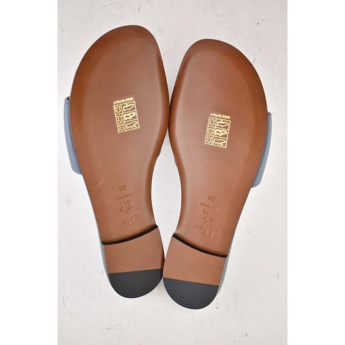 Christian Dior Dway D-Club Blue Leather CD Club Logo Slide Mule