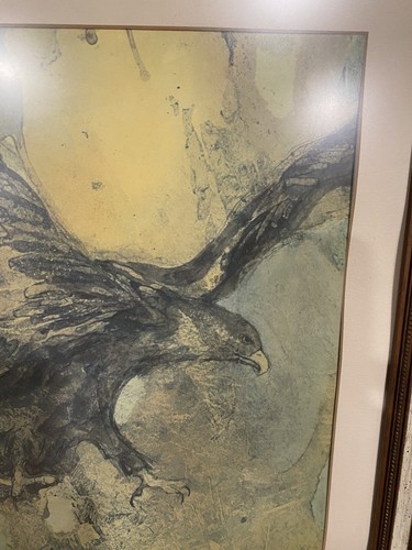 Sue Wise Large Signed Lithograph Nest with Baby Falcons Framed 40”x26” - Picture 19 of 19