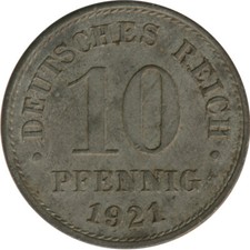 Deutsches Reich 10 Pfennig 1921*