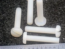 10-32 X 1" SCREW PAN HEAD SLOT NYLON PLASTIC  - 50 pcs