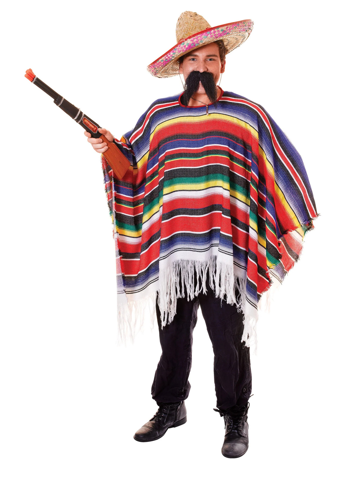 Disfraz De Poncho Mexicano Para Adultos, Bandido Vaquero Hispano Del Viejo Oeste