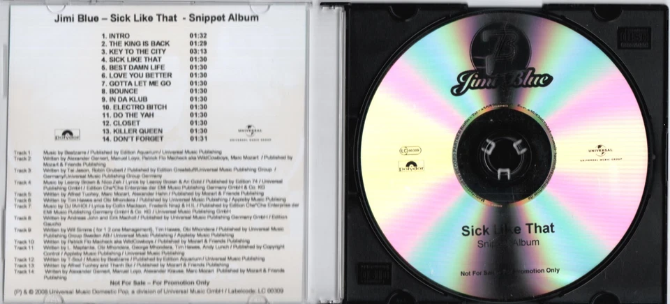 Jimi Blue(Ochsenknecht)- Sick Like That - Promo CD (Snippet Album) in Promomappe - Bild 2 von 4