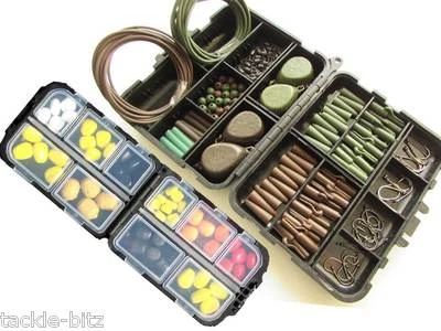 TJR TACKLE Angeltackle Box 4 Karpfengewichte Sicherheitsklips Haken drehbar Karpfen Imitation Set