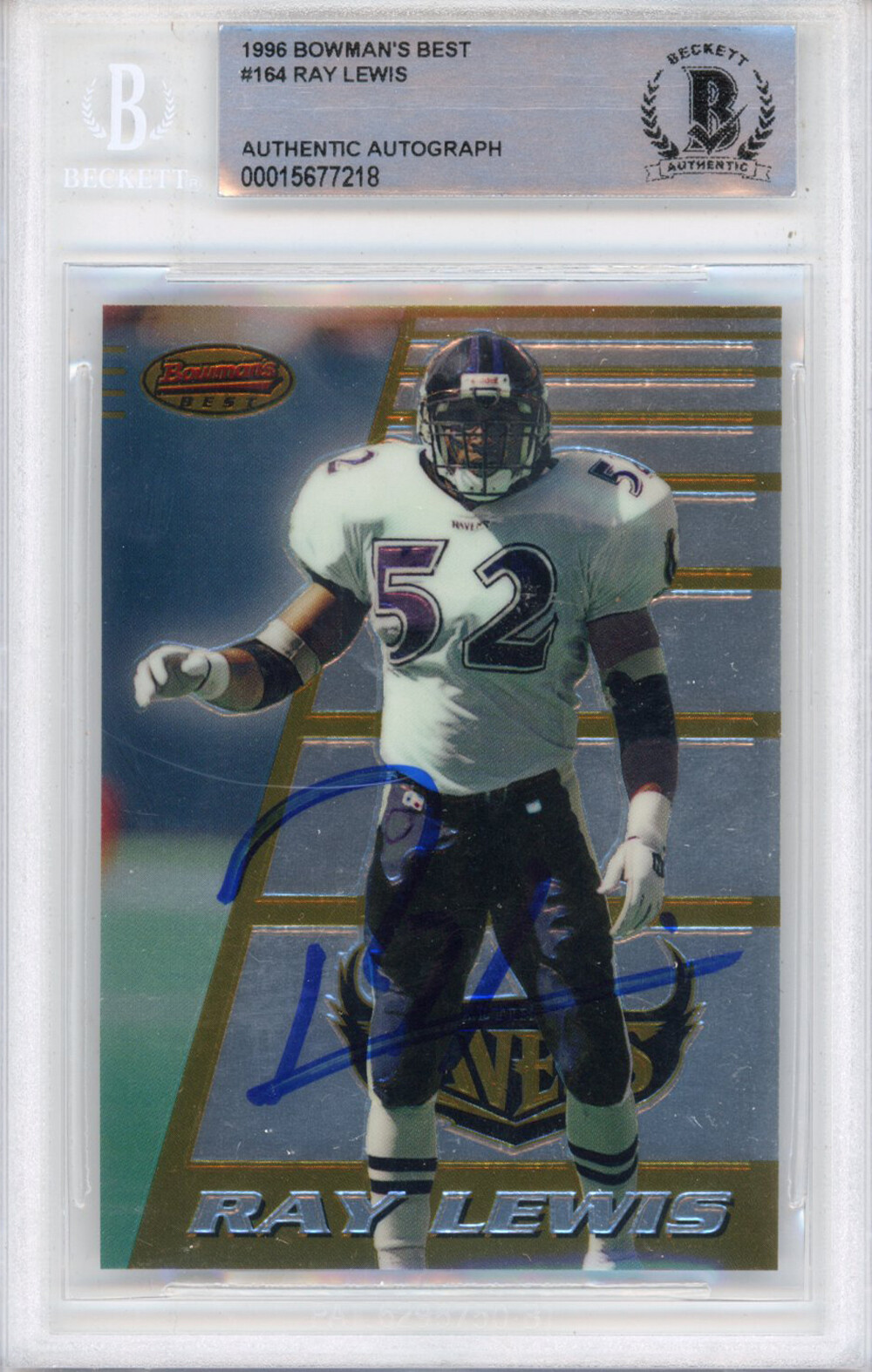 Ray Lewis Autographed Signed 1996 Bowmans Best #164 Slabbed Beckett 