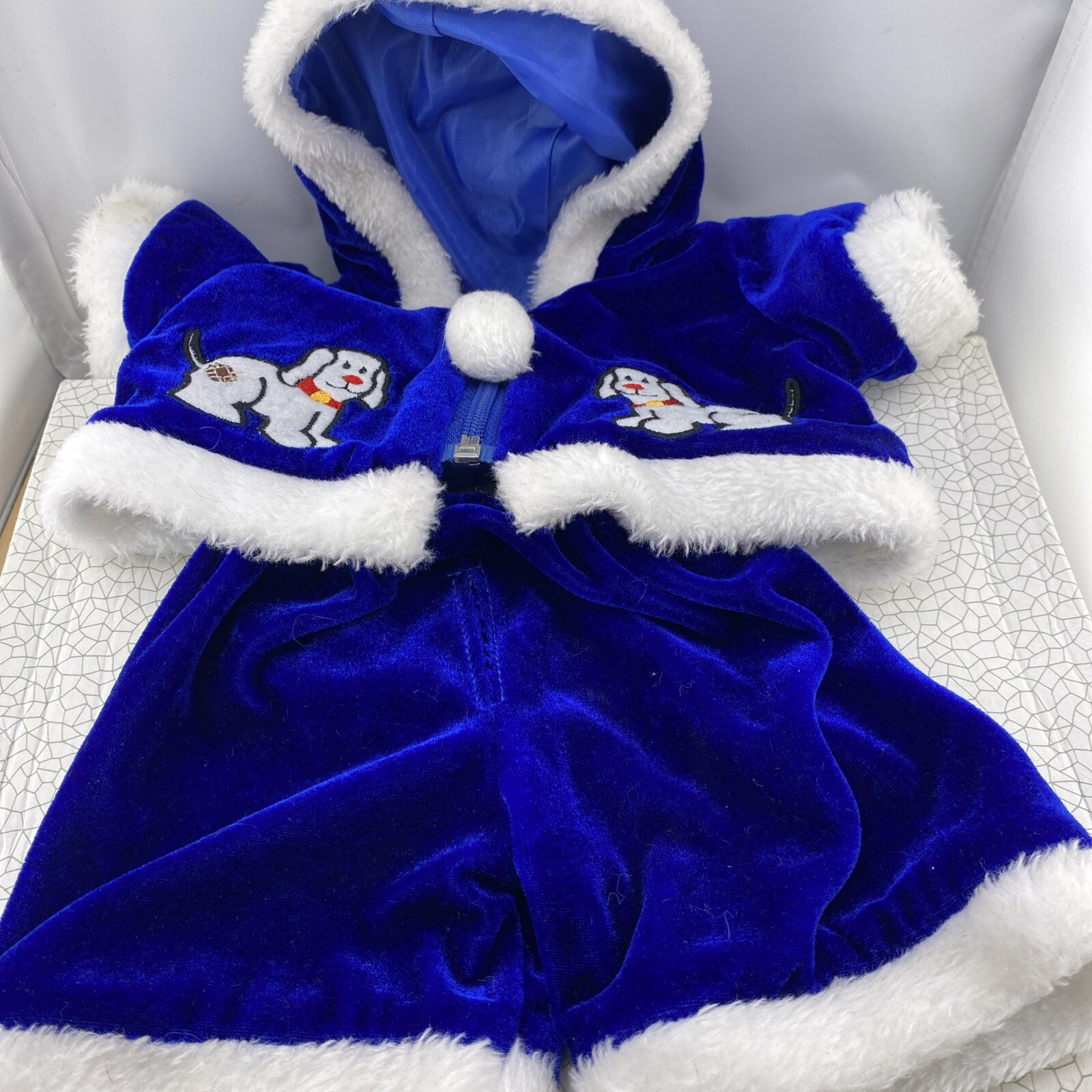 Dog Santa Costume Size SMALL/Medium Christmas Outfit Blue White