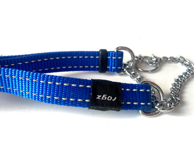 Rogz Utility Stop Nylonhalsband Hundehalsband Kettenelement blauM 25-40cm RZ1201