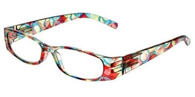 Calabria 759 Designer Reading Glasses & Matching Case in Red Crystal Mosaic +5