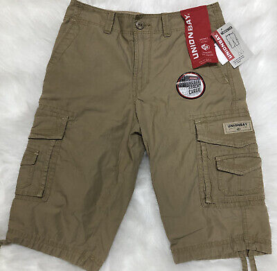 NWT Unionbay Men's Double Stack Belted Messenger Cargo Shorts Sz 34 Brown Beige 