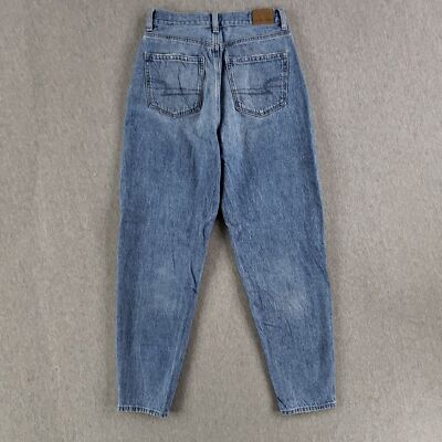 American Eagle Sz 2 Long Relaxed Mom Jean Retro Stone Wash 90s Distressed Grunge