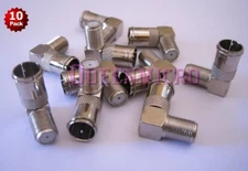 10x F  Push On Right Angle Quick Coaxial Male Female TV Cable Connector Adapter