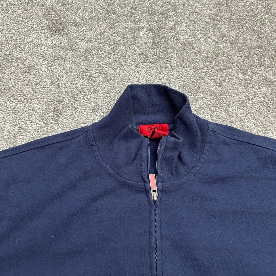 Sudadera Alfani Calce Ajustado Cremallera Completa Hombres Grande Azul Marino Cuello Simulado Informal Exterior Foto 3 de 4