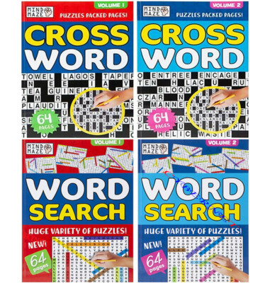 A4 PUZZLE BOOK CHILD & ADULT ACTIVITY WORDSEARCH CROSSWORD TRAVEL WORK HOME 