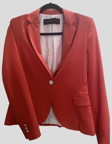 NWOT Zara Fully Tailored Blazer Notched Collar Single Button Closure Red Size S - Picture 2 of 8