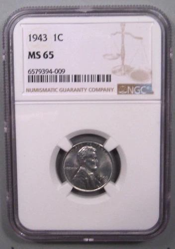 BU Gem 1943 Steel Wheat Penny NGC MS65. #11