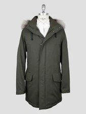 NEW SARTORIO NAPOLI GREEN PL FOX HOODIE OVERCOAT US 40 - EU 50 SGZ1