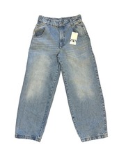 Zara Women's High-Waisted Wide Leg Denim Jeans Light Blue Cotton Size 38/US 6