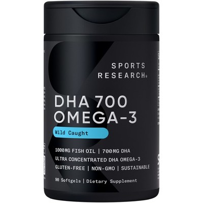 DHA Omega-3 Fish Oil 700 mg Brain Health Support, Burpless, Gluten-Free 90 Count