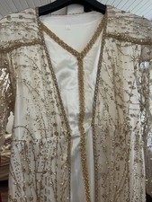 Kaftan Kleid Weiß Gold