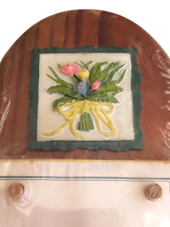 Vintage Kitschy Floral Notepad Holder Wooden Magnetic Cottage New Sealed - Image 2 of 4