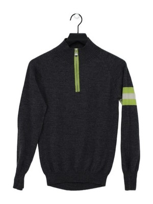 Birdie Herren Pullover S Grau 100% Wolle Mock Neck Pulli