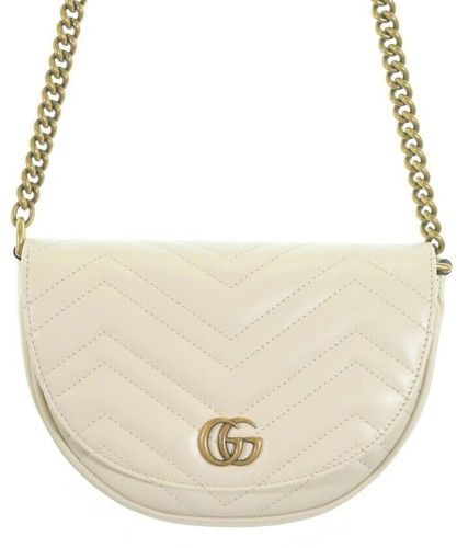 GUCCI Off White Leather Shoulder Bag M Used