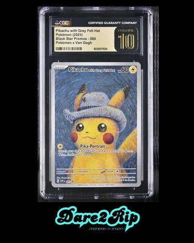 CGC 10 PRISTINE 2023 Pokémon Van Gogh Pikachu with Grey Felt Hat SVP #085 promo