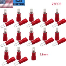 25PCS Red 2.8mm Male Spade Quick Disconnect 22-16 AWG Wire Crimp Terminals USA
