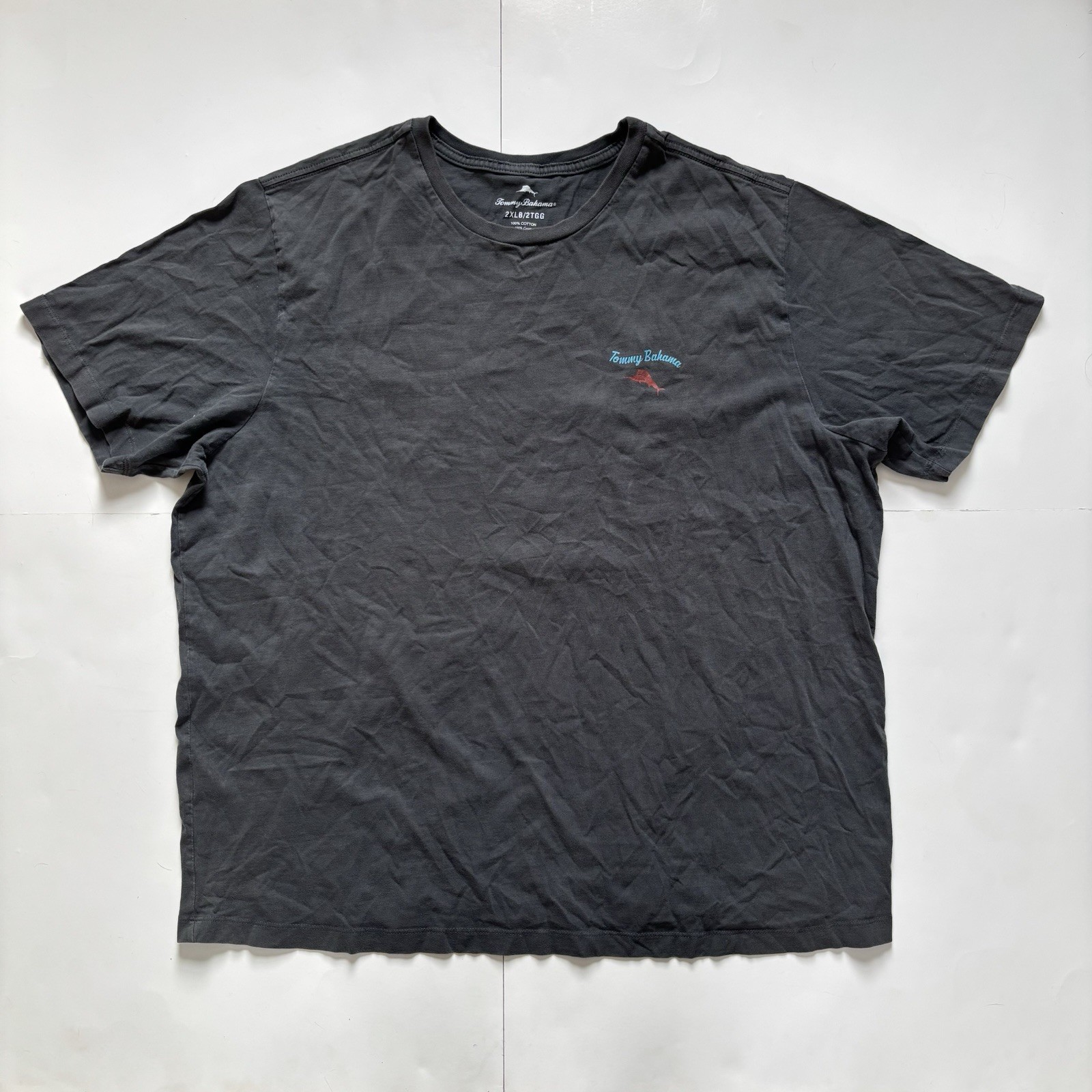 Tommy Bahama Mens 2XLB T Shirt Black Logo Well Marinated Tropical Graphic Tee