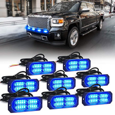 Xprite Blue 20 Led Surface Flush Mount Grille Strobe Flashing Lights Kit Deck