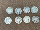 LOT OF 8 MERCRY 10 CENT DIMES 1920'S 30'S 40'S ETC 90% SILVER