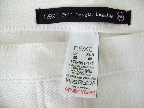 NUEVOS JEGGINGS MUJER NEXT TALLA 20 Reg, Blanco Elástico Denim Legging Jeans - Imagen 4 de 7