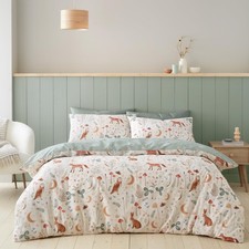 Enchanted Twilight Animals Reversible Duvet Cover Set with Pillowcases, Natural