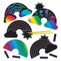 Baker Ross Kratzbild-Bastelset Regenbogen Magnete 10 Stk. Buntes Kratzpapier