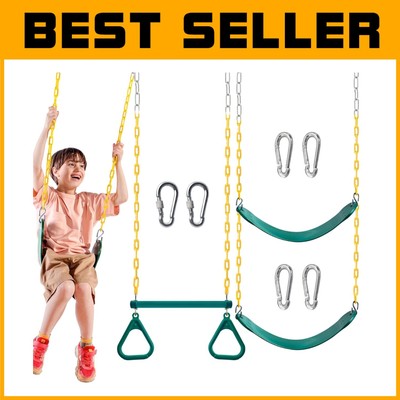 Swing Set with Plastic Coated Chain - Playground Accessories Free USA Shipping