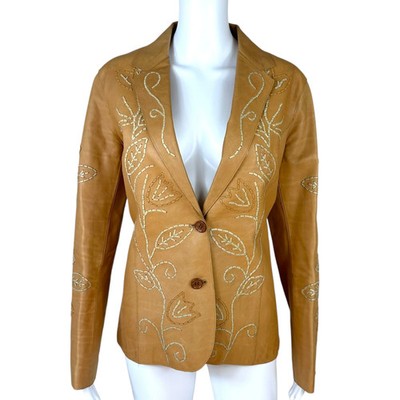 D&G Dolce & Gabbana 90's Whipsticth Leather Blazer Jacket | eBay