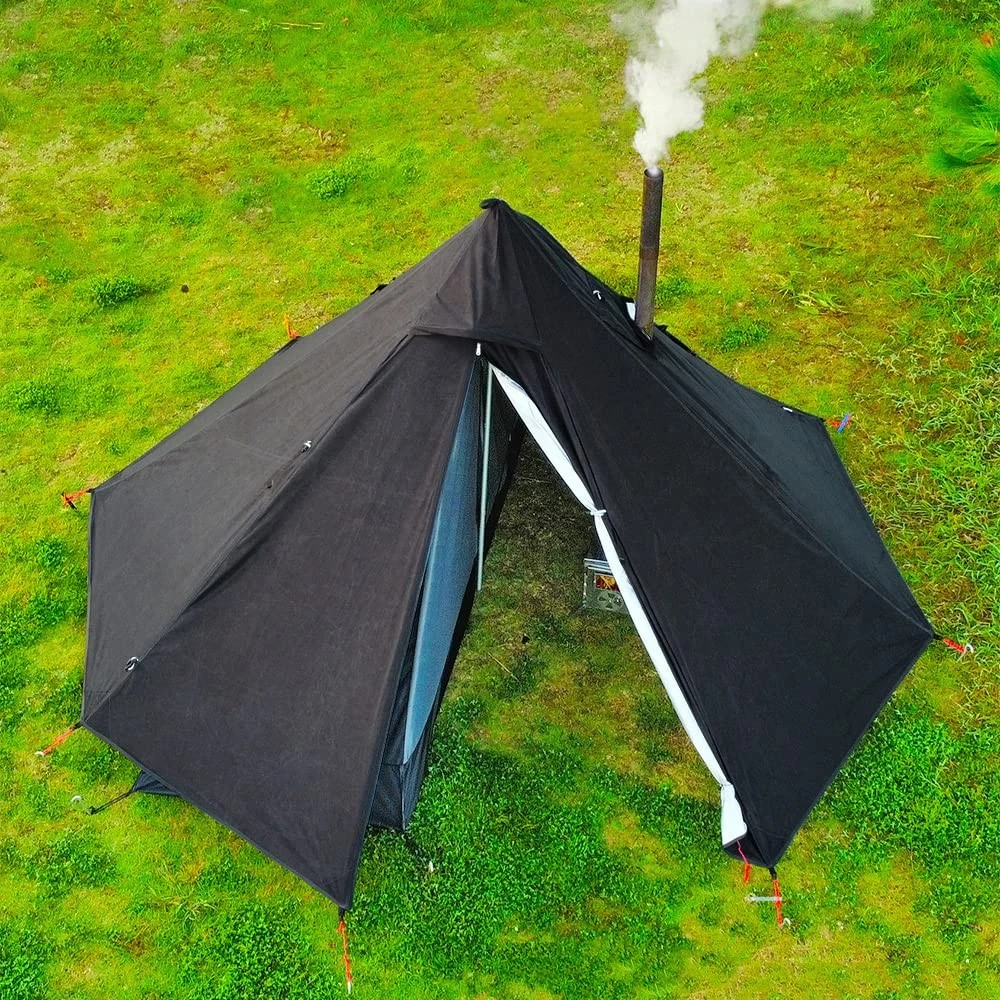 1 Person Ultralight Hot Tent with Stove Jack Teepee Tent Outdoor Camping Firs...