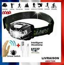 Lampe Torche Frontale LED, Rechargeable USB Phare LED Puissante Torche Etanche