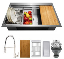 Handmade All-in-One Topmount Stainless Steel 30" x 22" Single Bowl Kitchen Sink