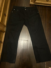 Lazy Studio Mens Black Solid Denim Wide-Leg J...