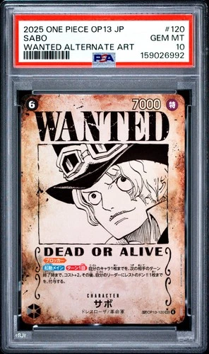 2025 ONE PIECE JAPANESE CARRYING ON HIS WILL WANTED ALT ART #120 SABO PSA 10