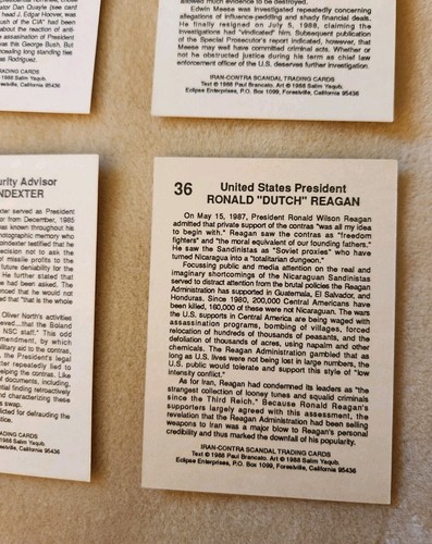 1988 Iran-Contra Scandal Trading Cards "The Secret Team" 36 Cards (Complete) - Picture 13 of 13
