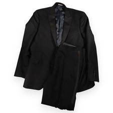 Aflani Men s Black Tuxedo Jacket Pants Size 44L / 36x32 Slim Fit