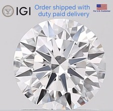 IGI certified Lab Grown HPHT diamond Round cut D color VVS2 clarity 1.00CT