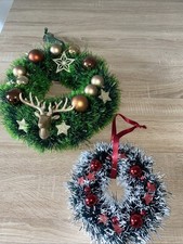 2 Künstliche Türkränze Weihnachtsdeko Fensterdeko Rot Gold Türschmuck