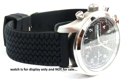 Bracelet de montre en caoutchouc étanche distinctif bande de roulement 22 mm pour Hamilton kaki - Photo 1/4