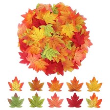 300 Foglie D'Acero Autunnali Finte – 6 Colori, Tessuto, 8x7 Cm, Per Decorazioni E Craft - 2