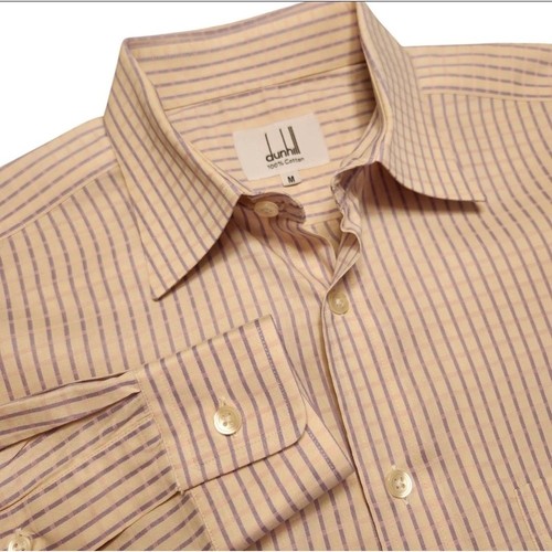 Dunhill, Vintage Dunhill Dress Shirt Pink Purple Tattersall Check Point-Collar Size M