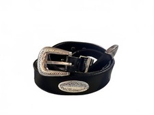 Vintage Nocona Western Leather Belt Black Silver Conchos Size 30 USA Cowgirl