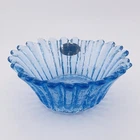 Blenko Art Glass 5 in Petal Bowl Blue Daisy Sunflower Handcrafted Sunburst