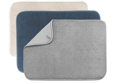 YSANCIUU 3 Pack Dish Drying Mat,Absorbent Microfiber Dishes 20 X 15 Inch Beige/Grey/Blue